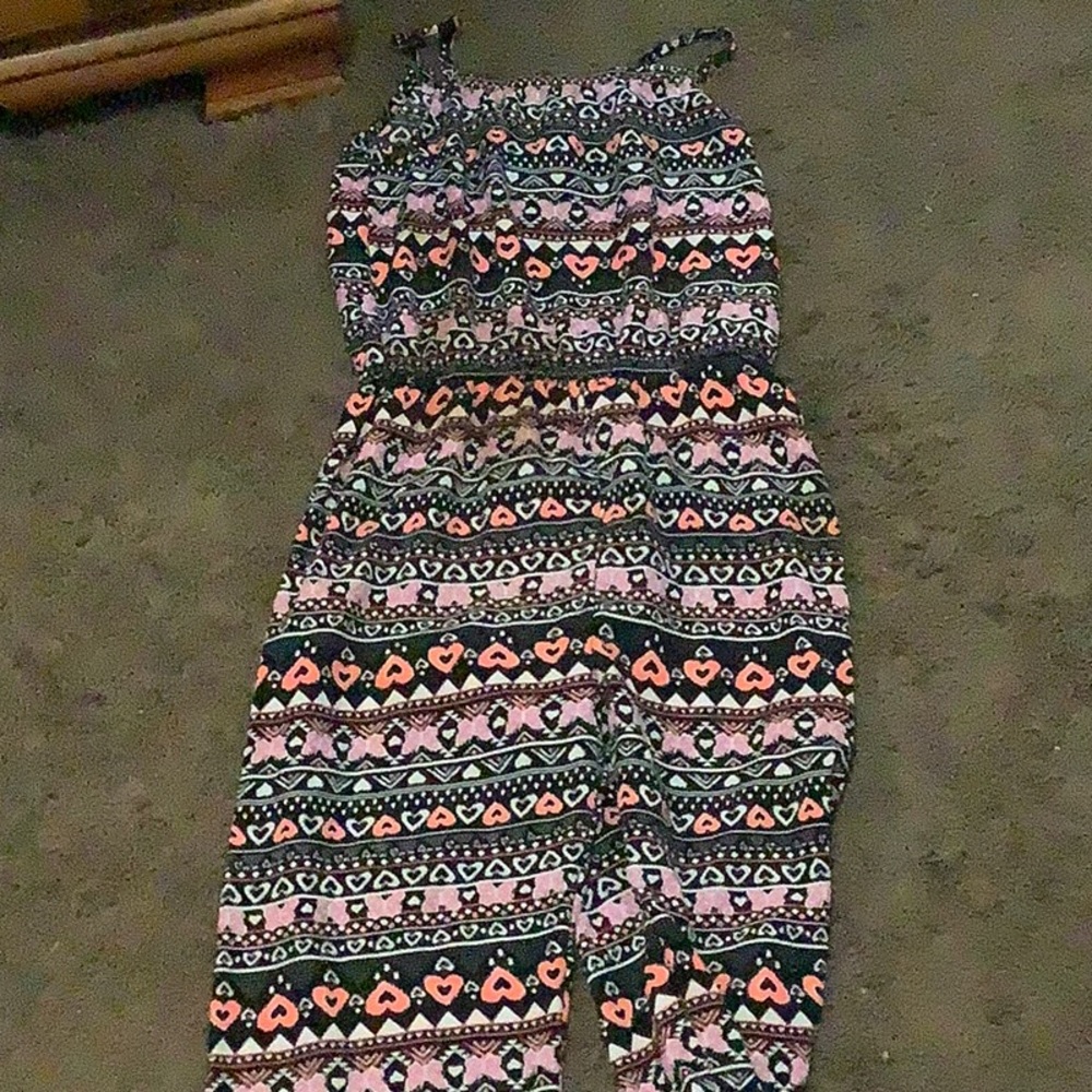 heart patterned kids jumpsuit